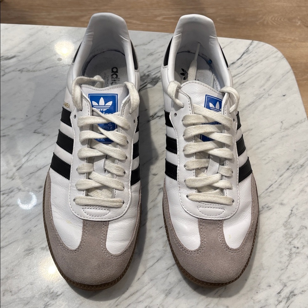 Adidas Samba White and Black Shoes with Gray Details